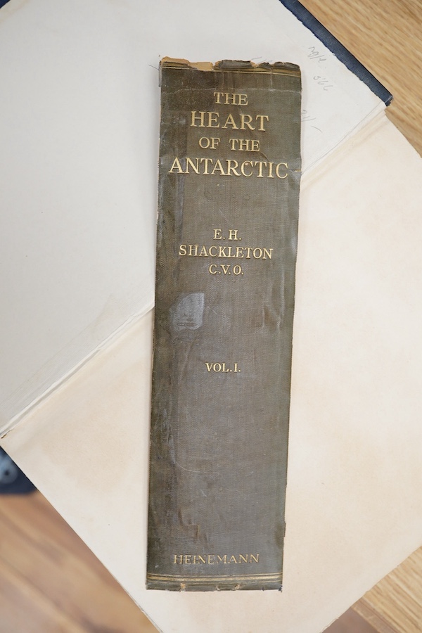 Shackleton, Ernest H. - The Heart of the Antarctic: being the story of the British Antarctic Expedition 1907-1909 ... vol.1 only (of 2), first edition. photogravure portrait, 6 coloured plates (with captioned guards), d-